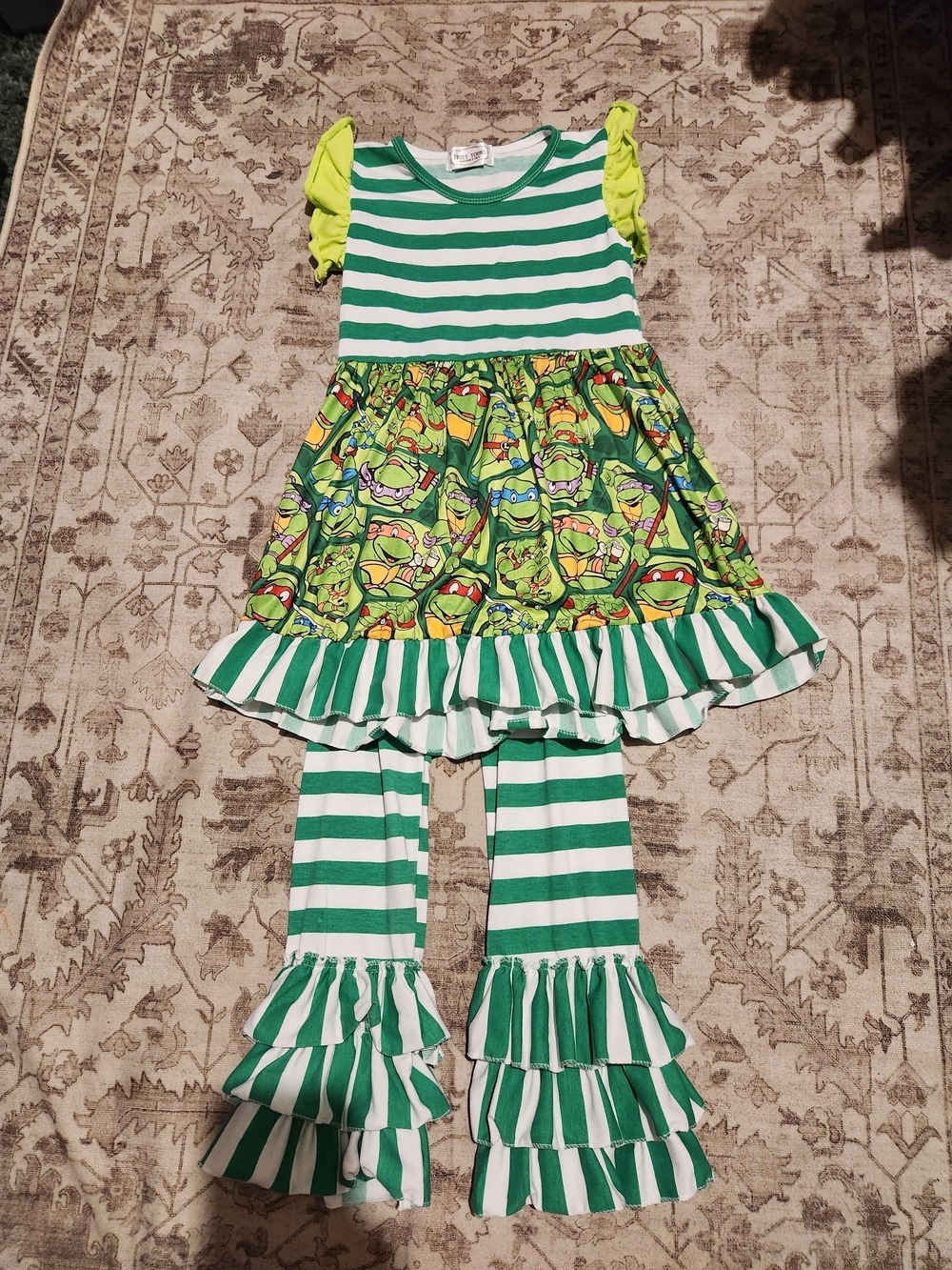 Girls Green Striped Teenage Mutant Ninja Turtles Matching Set